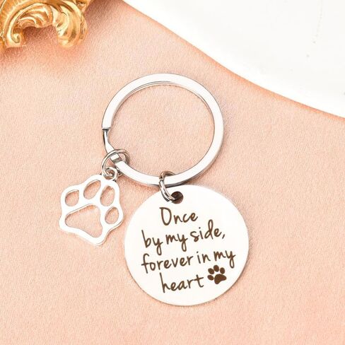 yaozeio Loss of Pet Sympathy Gift Keychain Dog Cat Memorial Gifts for Friends Daughter Son Pet Remembrance Gifts for Women Men Once By My Side Forever in My Heart Key Ring in Saudi Arabia