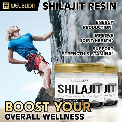 2Packs 15Gr Shilajit Pure Himalayan Organic with Fulvic Acid, Humic Acid and 85+ Trace Minerals - Shilajit Resin Supplement Support Immune System, Energy Production & Brain Health - 60-Day Supply in Kuwait