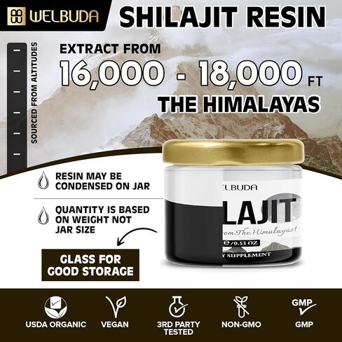 2Packs 15Gr Shilajit Pure Himalayan Organic with Fulvic Acid, Humic Acid and 85+ Trace Minerals - Shilajit Resin Supplement Support Immune System, Energy Production & Brain Health - 60-Day Supply in Kuwait