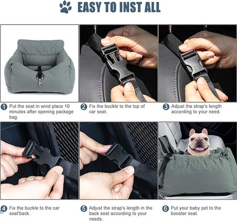 مقعد سيارة للكلاب من نيبيسر، مقعد معزز للكلاب، سرير مقعد سيارة 2 في 1 للكلاب مع جيب تخزين مقاوم للماء ومضاد للانزلاق، مقعد سيارة للحيوانات الأليفة آمن ومريح وغطاء قابل للإزالة ووسادة in Kuwait