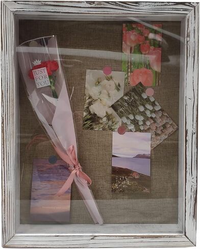 WANLIAN Shadow Box Frame16x20, Extra Large Shadow Boxes Display Cases 16x20“ Wooden Linen Back, Wall-Mounted Deep Display Box Picture Frame for Photos Memorabilia Wedding Jersey Medals Antique (White) in Saudi Arabia