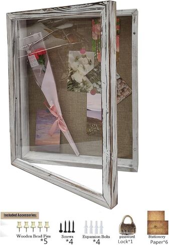 WANLIAN Shadow Box Frame16x20, Extra Large Shadow Boxes Display Cases 16x20“ Wooden Linen Back, Wall-Mounted Deep Display Box Picture Frame for Photos Memorabilia Wedding Jersey Medals Antique (White) in Saudi Arabia