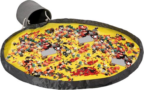 سلة تخزين الألعاب ومكعبات البناء من إيتيريش لغرف الأطفال - منظم تخزين منظم للألعاب، حقيبة قماش لغرفة اللعب هدية للأولاد والبنات (رمادي 13 بوصة × 12.5 بوصة) in Kuwait