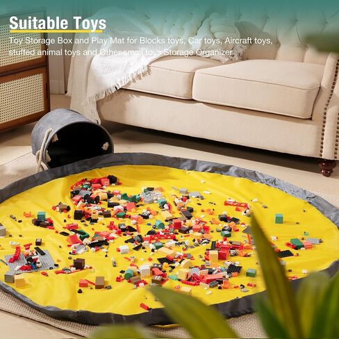 سلة تخزين الألعاب ومكعبات البناء من إيتيريش لغرف الأطفال - منظم تخزين منظم للألعاب، حقيبة قماش لغرفة اللعب هدية للأولاد والبنات (رمادي 13 بوصة × 12.5 بوصة) in Kuwait