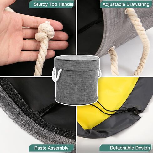 سلة تخزين الألعاب ومكعبات البناء من إيتيريش لغرف الأطفال - منظم تخزين منظم للألعاب، حقيبة قماش لغرفة اللعب هدية للأولاد والبنات (رمادي 13 بوصة × 12.5 بوصة) in Kuwait