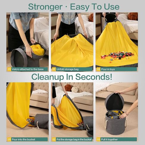 سلة تخزين الألعاب ومكعبات البناء من إيتيريش لغرف الأطفال - منظم تخزين منظم للألعاب، حقيبة قماش لغرفة اللعب هدية للأولاد والبنات (رمادي 13 بوصة × 12.5 بوصة) in Kuwait