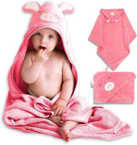 منشفة بغطاء رأس للأطفال من TDIAPERS، منشفة حمام ناعمة وعالية الامتصاص، هدايا استحمام للأطفال للأولاد والبنات in Kuwait