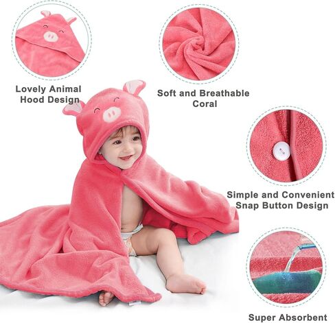 منشفة بغطاء رأس للأطفال من TDIAPERS، منشفة حمام ناعمة وعالية الامتصاص، هدايا استحمام للأطفال للأولاد والبنات in Kuwait