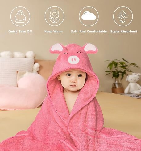 منشفة بغطاء رأس للأطفال من TDIAPERS، منشفة حمام ناعمة وعالية الامتصاص، هدايا استحمام للأطفال للأولاد والبنات in Kuwait