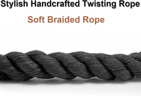 6 FT Rope Dog Leash, Soft Strong Braided Black Dog Leash with Leather Tailor Connection Pet Leash for Small Medium Large Dogs in Saudi Arabia