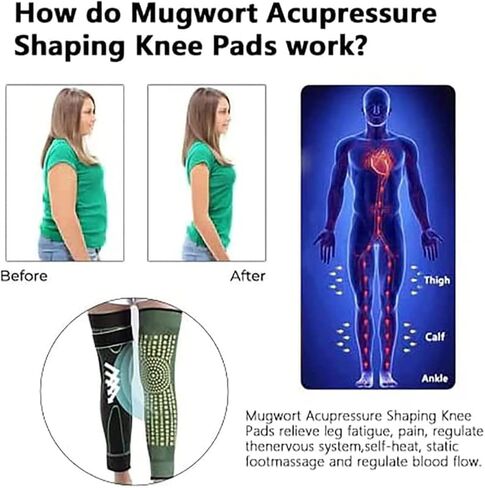 Tourmaline Acupressure self-Heating Shaping Knee Sleeve,Mugwort Acupressure Shaping Knee Pads (XL) in Kuwait