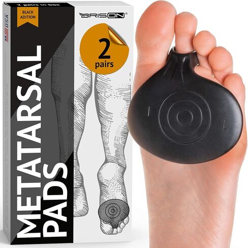 Brison Metatarsal Pads Ball of Foot Cushions for Women and Men - Soft Gel Foot Pads Metatarsal Forefoot Cushioning Foot Pain Relief - 2 Pairs Clear (Black) in Kuwait