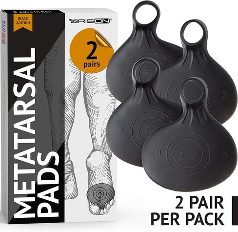 Brison Metatarsal Pads Ball of Foot Cushions for Women and Men - Soft Gel Foot Pads Metatarsal Forefoot Cushioning Foot Pain Relief - 2 Pairs Clear (Black) in Kuwait