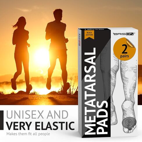 Brison Metatarsal Pads Ball of Foot Cushions for Women and Men - Soft Gel Foot Pads Metatarsal Forefoot Cushioning Foot Pain Relief - 2 Pairs Clear (Black) in Kuwait