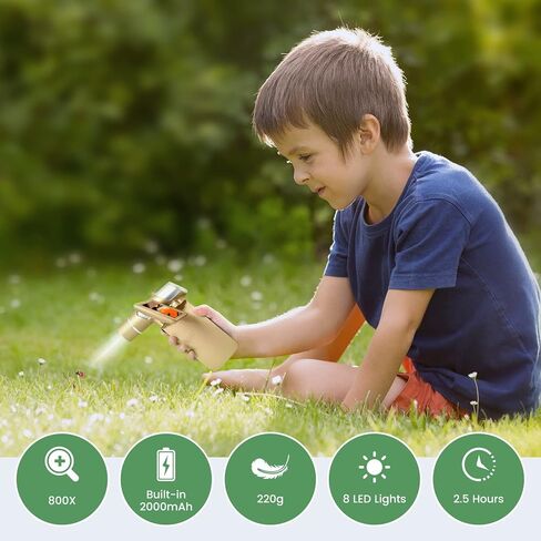 اندوستار مجهر رقمي AD203S 80-800X HDMI مع جيب بطاقة SD 32GB مجهر الكتروني للبالغين ادوات المراقبة الخارجية (ذهبي) in Kuwait