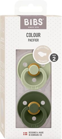 BIBS Pacifiers 6-18 Months | 2-Pack Soothers | BPA-Free Anatomical Nipple | Made in Denmark | Sage/Hunter Green Colour Pacifier in Saudi Arabia