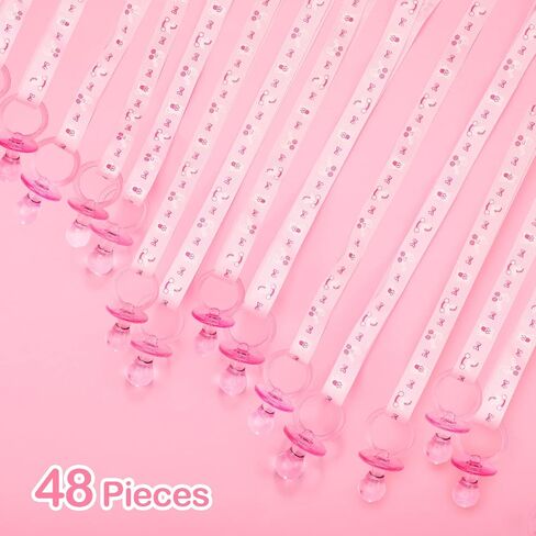 48 Pieces Baby Pacifiers Necklace Acrylic Baby Pacifier Party Favors Cute Pacifier Necklaces Plastic Baby Shower Pacifiers for Party Favor Plastic Clothespins (Blue) in Saudi Arabia