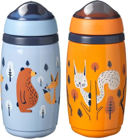 Tommee Tippee Superstar Insulated Toddler Sippy Cup, INTELLIVALVE 100% Leak-Proof & Shake-Proof | Antimicrobial Technology (9oz, 12+ Months, 1 Count), Orange in Saudi Arabia