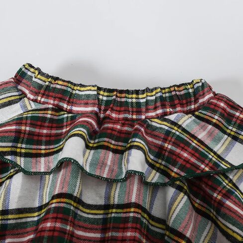 Ovmxqso Newborn Baby Girl Christmas Outfit Ruffle Ribbed Long Sleeve Romper Buffalo Snowflake Floral Pants Set Headband in Kuwait