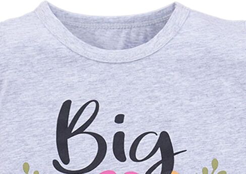 Girls Matching Clothes Little Big Sister Short Sleeve Floral Printed T-shirt Top for Baby Toddler Girls Aged 0-18M to 1-6Yrs in Kuwait