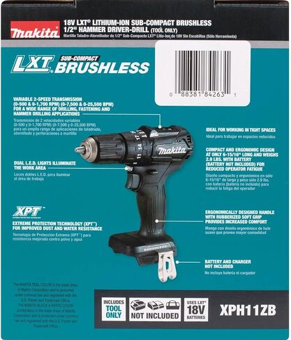 Makita XPH11ZB 18V LXT Lithium-Ion Sub-Compact Brushless Cordless 1/2" Hammer Driver-Drill, Tool Only in Saudi Arabia