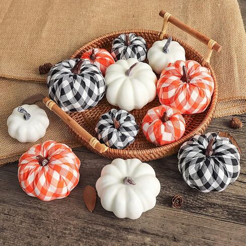 أرنب Chorus اليقطين الأبيض الاصطناعي والقرع المنقوش الجاموس 12 قطعة بمقاسات مختلفة، لحفلات عيد الشكر وحفلات الهالوين وحفلات الخريف in Kuwait