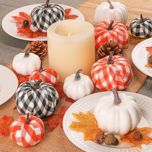 أرنب Chorus اليقطين الأبيض الاصطناعي والقرع المنقوش الجاموس 12 قطعة بمقاسات مختلفة، لحفلات عيد الشكر وحفلات الهالوين وحفلات الخريف in Kuwait