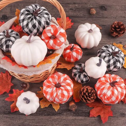 أرنب Chorus اليقطين الأبيض الاصطناعي والقرع المنقوش الجاموس 12 قطعة بمقاسات مختلفة، لحفلات عيد الشكر وحفلات الهالوين وحفلات الخريف in Kuwait