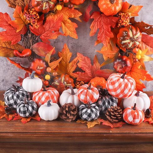 أرنب Chorus اليقطين الأبيض الاصطناعي والقرع المنقوش الجاموس 12 قطعة بمقاسات مختلفة، لحفلات عيد الشكر وحفلات الهالوين وحفلات الخريف in Kuwait