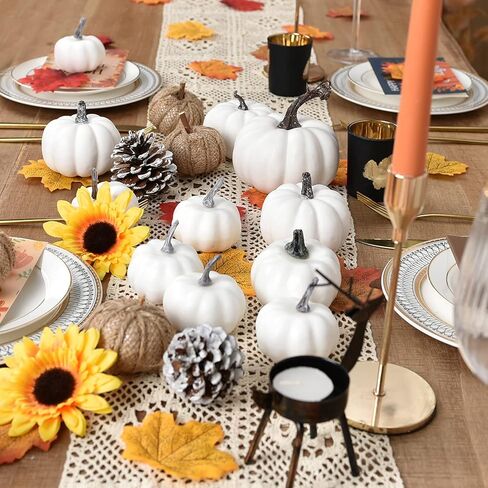 Artiflr 65 قطعة من القرع الاصطناعي لتزيين أوراق القيقب، أوراق قيقب الخريف المزيفة اليقطين المخملي لعيد الهالوين وعيد الشكر والخريف وحفلات الحصاد الاحتفالية in Kuwait