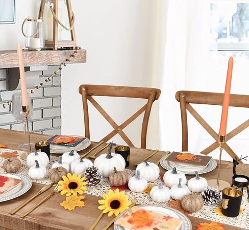 Artiflr 65 قطعة من القرع الاصطناعي لتزيين أوراق القيقب، أوراق قيقب الخريف المزيفة اليقطين المخملي لعيد الهالوين وعيد الشكر والخريف وحفلات الحصاد الاحتفالية in Kuwait