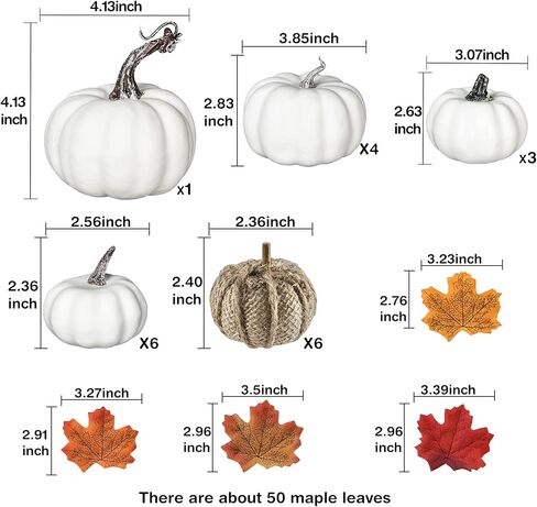 Artiflr 65 قطعة من القرع الاصطناعي لتزيين أوراق القيقب، أوراق قيقب الخريف المزيفة اليقطين المخملي لعيد الهالوين وعيد الشكر والخريف وحفلات الحصاد الاحتفالية in Kuwait