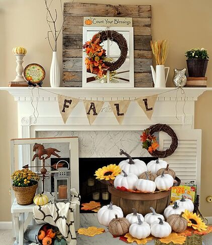 Artiflr 65 قطعة من القرع الاصطناعي لتزيين أوراق القيقب، أوراق قيقب الخريف المزيفة اليقطين المخملي لعيد الهالوين وعيد الشكر والخريف وحفلات الحصاد الاحتفالية in Kuwait