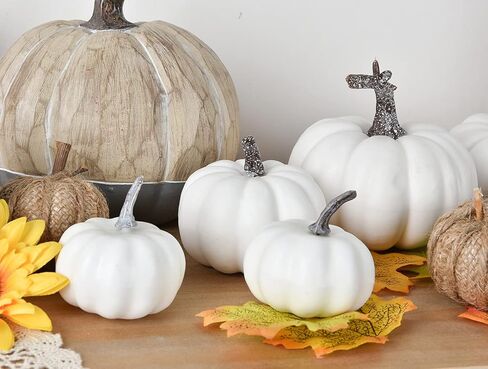 Artiflr 65 قطعة من القرع الاصطناعي لتزيين أوراق القيقب، أوراق قيقب الخريف المزيفة اليقطين المخملي لعيد الهالوين وعيد الشكر والخريف وحفلات الحصاد الاحتفالية in Kuwait