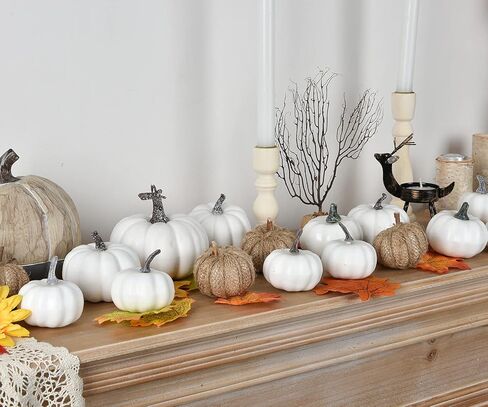 Artiflr 65 قطعة من القرع الاصطناعي لتزيين أوراق القيقب، أوراق قيقب الخريف المزيفة اليقطين المخملي لعيد الهالوين وعيد الشكر والخريف وحفلات الحصاد الاحتفالية in Kuwait