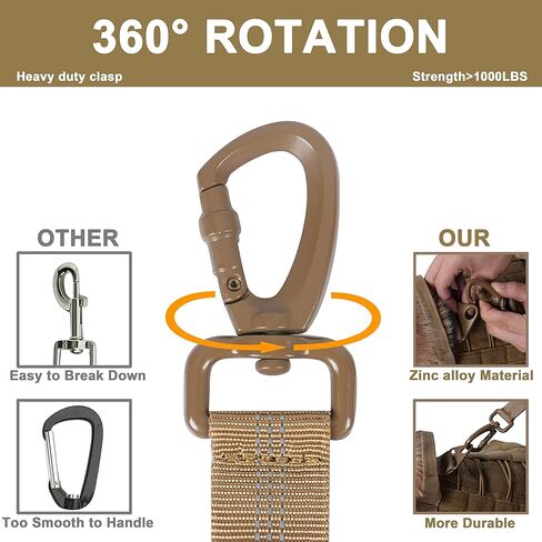 مقود بنجي للكلاب شديدة التحمل من كوباتيس للكلاب المتوسطة والكبيرة، مقود تدريب للكلاب بمقبضين، بدون سحب لامتصاص الصدمات مع مشبك مقعد السيارة (كاكي، 4 أقدام) in Kuwait