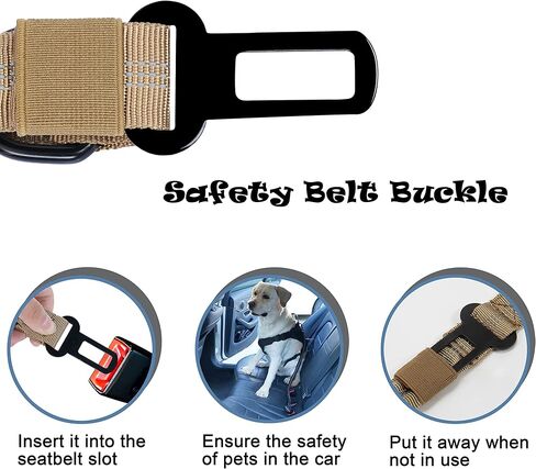 مقود بنجي للكلاب شديدة التحمل من كوباتيس للكلاب المتوسطة والكبيرة، مقود تدريب للكلاب بمقبضين، بدون سحب لامتصاص الصدمات مع مشبك مقعد السيارة (كاكي، 4 أقدام) in Kuwait