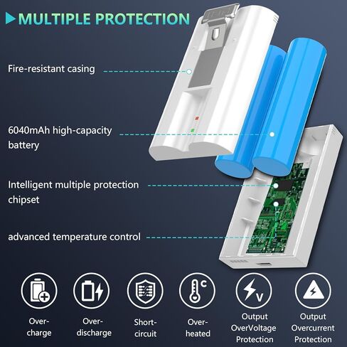 عبوتان من البطاريات البديلة مع محطة شاحن لكاميرا جرس الباب الدائري 2/3/4، وكاميرا الأضواء وكاميرا لاصقة، وبطاريات ليثيوم أيون قابلة لإعادة الشحن بقدرة 3.65 فولت/6040 مللي أمبير في الساعة للكاميرا الداخلية in Kuwait