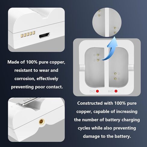 عبوتان من البطاريات البديلة مع محطة شاحن لكاميرا جرس الباب الدائري 2/3/4، وكاميرا الأضواء وكاميرا لاصقة، وبطاريات ليثيوم أيون قابلة لإعادة الشحن بقدرة 3.65 فولت/6040 مللي أمبير في الساعة للكاميرا الداخلية in Kuwait
