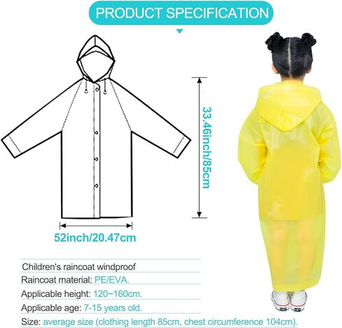 مافيك معاطف مطر قابلة لاعادة الاستخدام للاطفال من 4 قطع بـ4 الوان، معطف مطر للاولاد والبنات بالوان متنوعة، جاكيت مطر مقاوم للماء من مادة ايفا مع غطاء للراس واكمام واربطة للاطفال من الجنسين، معطف واق in Kuwait