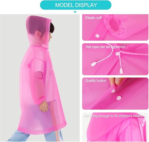 مافيك معاطف مطر قابلة لاعادة الاستخدام للاطفال من 4 قطع بـ4 الوان، معطف مطر للاولاد والبنات بالوان متنوعة، جاكيت مطر مقاوم للماء من مادة ايفا مع غطاء للراس واكمام واربطة للاطفال من الجنسين، معطف واق in Kuwait