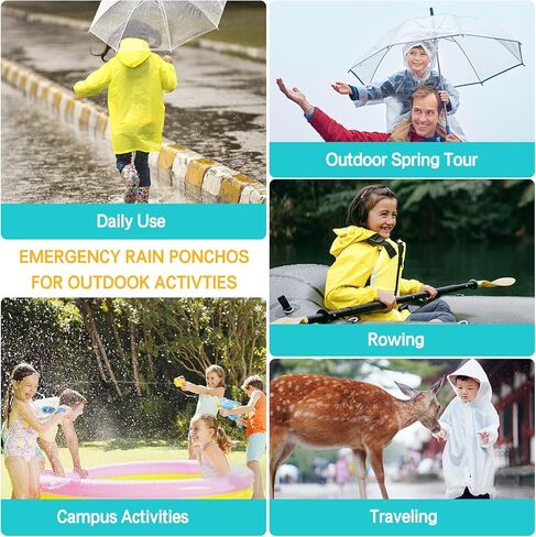 مافيك معاطف مطر قابلة لاعادة الاستخدام للاطفال من 4 قطع بـ4 الوان، معطف مطر للاولاد والبنات بالوان متنوعة، جاكيت مطر مقاوم للماء من مادة ايفا مع غطاء للراس واكمام واربطة للاطفال من الجنسين، معطف واق in Kuwait
