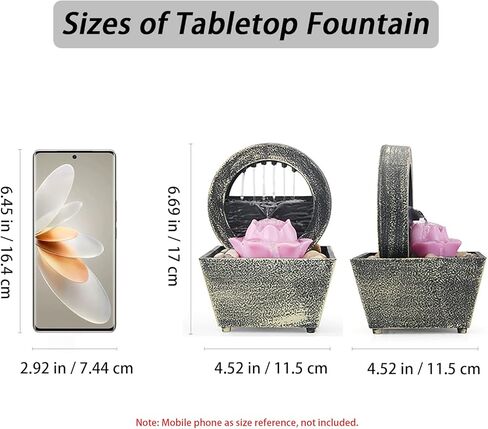 نافورة مياه صغيرة توضع على سطح الطاولة للاماكن الداخلية، شلال فينغ شوي زين للتأمل مع ديكور لوتس وصخور نهر طبيعية، للاسترخاء في المنزل والمكتب وغرفة النوم وغرفة المعيشة او الحمام in Kuwait