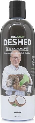 شامبو Bark2Basics DeShedding للكلاب، 16 أونصة - يكافح ويقلل تساقط الشعر، ويزيل الطبقة السفلية، ويحارب تساقط الشعر الزائد، وغني بالأوميغا 3 و6، ويقوي بصيلات الشعر، طبيعي، صنع في الولايات المتحدة الأمريكية in Kuwait