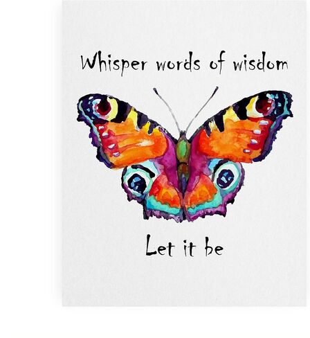 Whisper Words of Wisdom - ديكور فني جداري لكلمات الأغاني القديمة، هذا الملصق الفني الجداري الموسيقي المطبوع بصور فراشة جاهز للتأطير مثالي لغرفة الموسيقى والمكتب والاستوديو وديكور الغرفة، غير مؤطر - 8 × 10 بوصة in Saudi Arabia