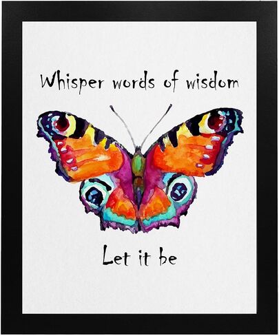 Whisper Words of Wisdom - ديكور فني جداري لكلمات الأغاني القديمة، هذا الملصق الفني الجداري الموسيقي المطبوع بصور فراشة جاهز للتأطير مثالي لغرفة الموسيقى والمكتب والاستوديو وديكور الغرفة، غير مؤطر - 8 × 10 بوصة in Saudi Arabia