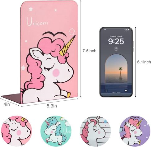 8 قطع من دفاتر zyners، دفاتر معدنية للأرفف، شديدة التحمل غير قابلة للانزلاق، نهايات كتب لطيفة على شكل وحيد القرن للأطفال والفتيات والأطفال (5.3 × 4 × 7.5 بوصة) in Kuwait