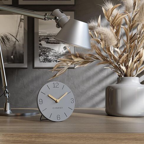 Cander Berlin MNU 2615 H Grey Table Clock Battery Operated without Ticking Noises Vintage Analogue Modern Wooden Hands MDF 15 cm in Kuwait