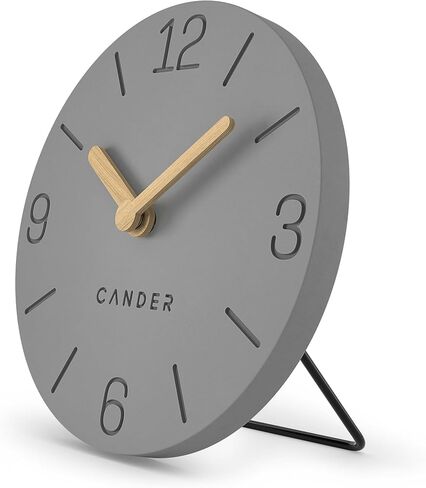 Cander Berlin MNU 2615 H Grey Table Clock Battery Operated without Ticking Noises Vintage Analogue Modern Wooden Hands MDF 15 cm in Kuwait