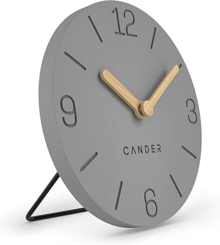 Cander Berlin MNU 2615 H Grey Table Clock Battery Operated without Ticking Noises Vintage Analogue Modern Wooden Hands MDF 15 cm in Kuwait